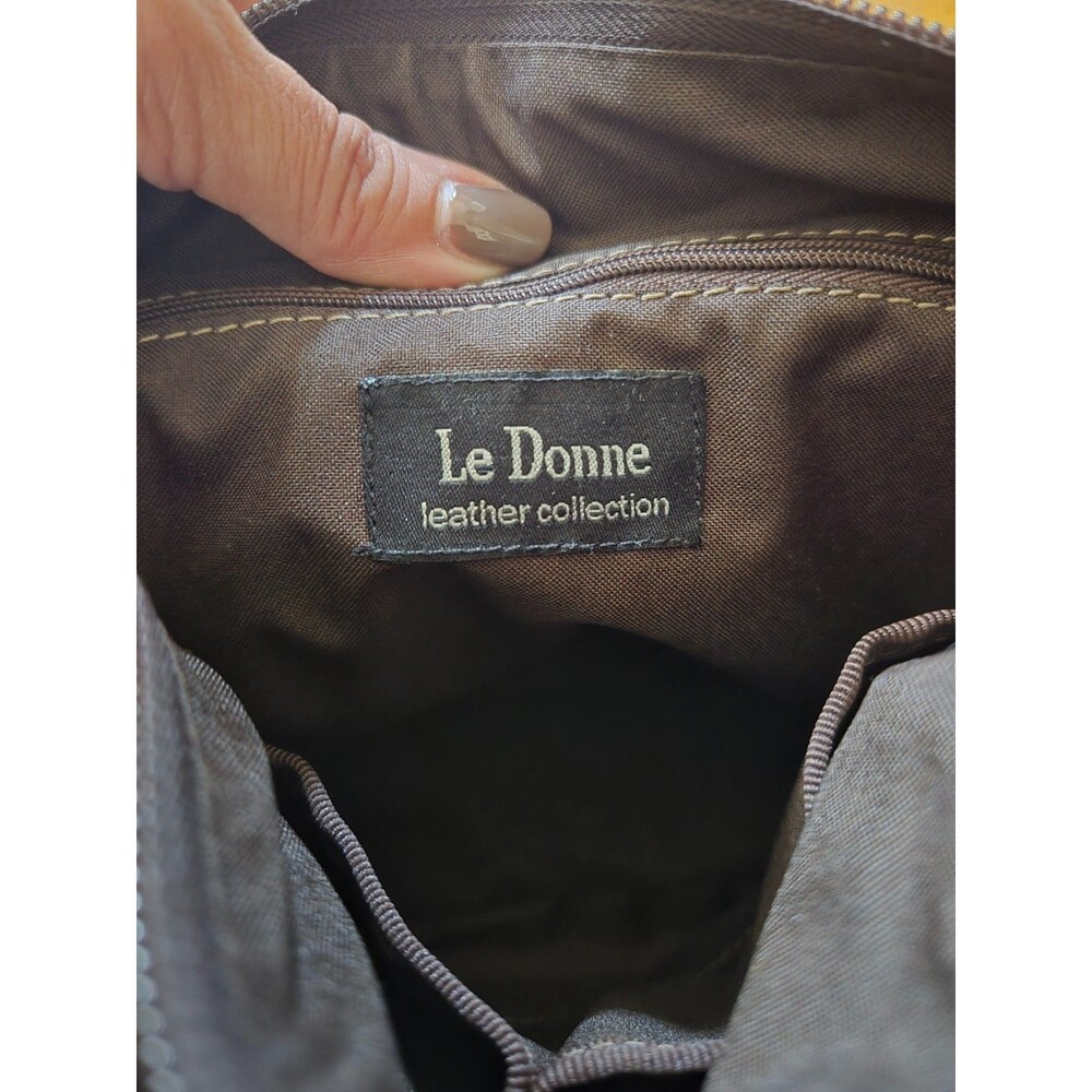 Vintage Le Donne Genuine Leather Chocolate Brown Shoulder Bag Purse - Picture 4 of 9